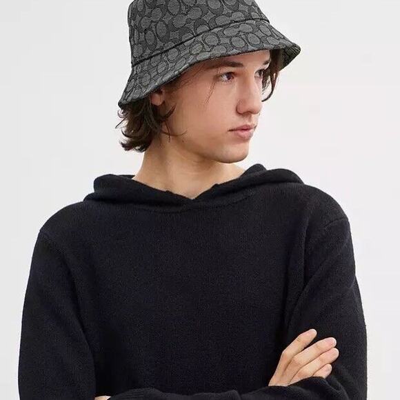 NWT COACH Unisex Signature Jacquard Bucket Hat CH401 Charcoal xs/s - Picture 4 of 9